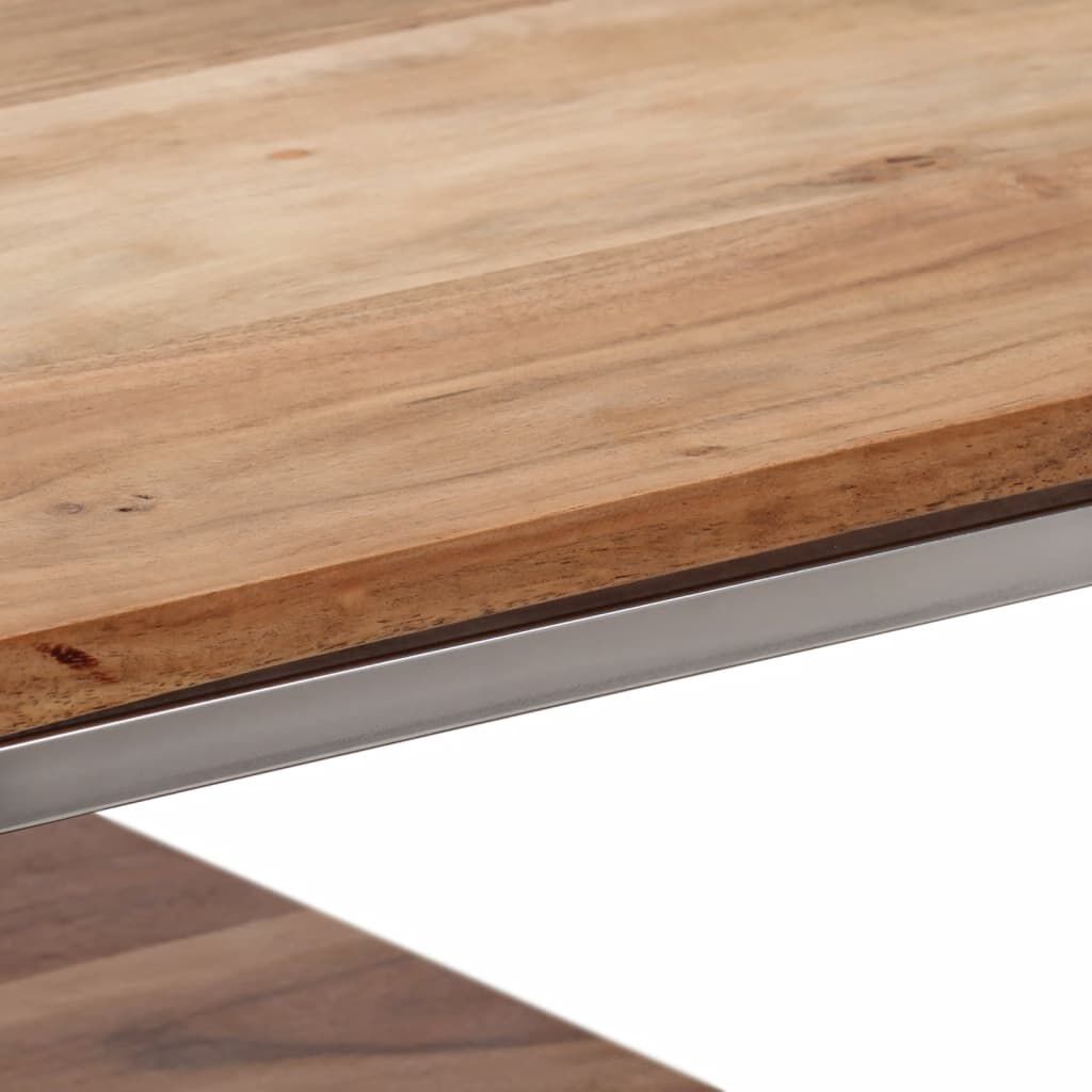 vidaXL Console Table Silver Stainless Steel and Solid Acacia Wood