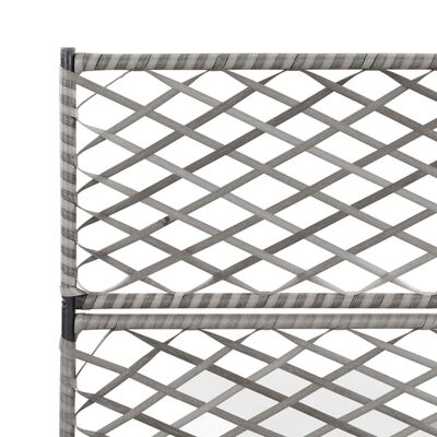 vidaXL Trellis Raised Bed with 3 Pots 83x30x130 cm Poly Rattan Grey