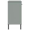 vidaXL Console Cabinet with Metal Legs Grey Solid Wood Pine OSLO