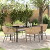 vidaXL Garden Dining Set with Cushion 5 pcs Brown Powder-Coated Steel