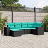 vidaXL 6 Piece Garden Sofa Set with Cushions Black Poly Rattan