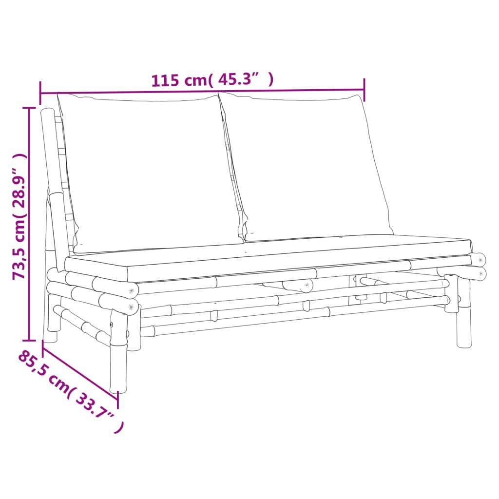 vidaXL Garden Bench with Dark Grey Cushions Bamboo