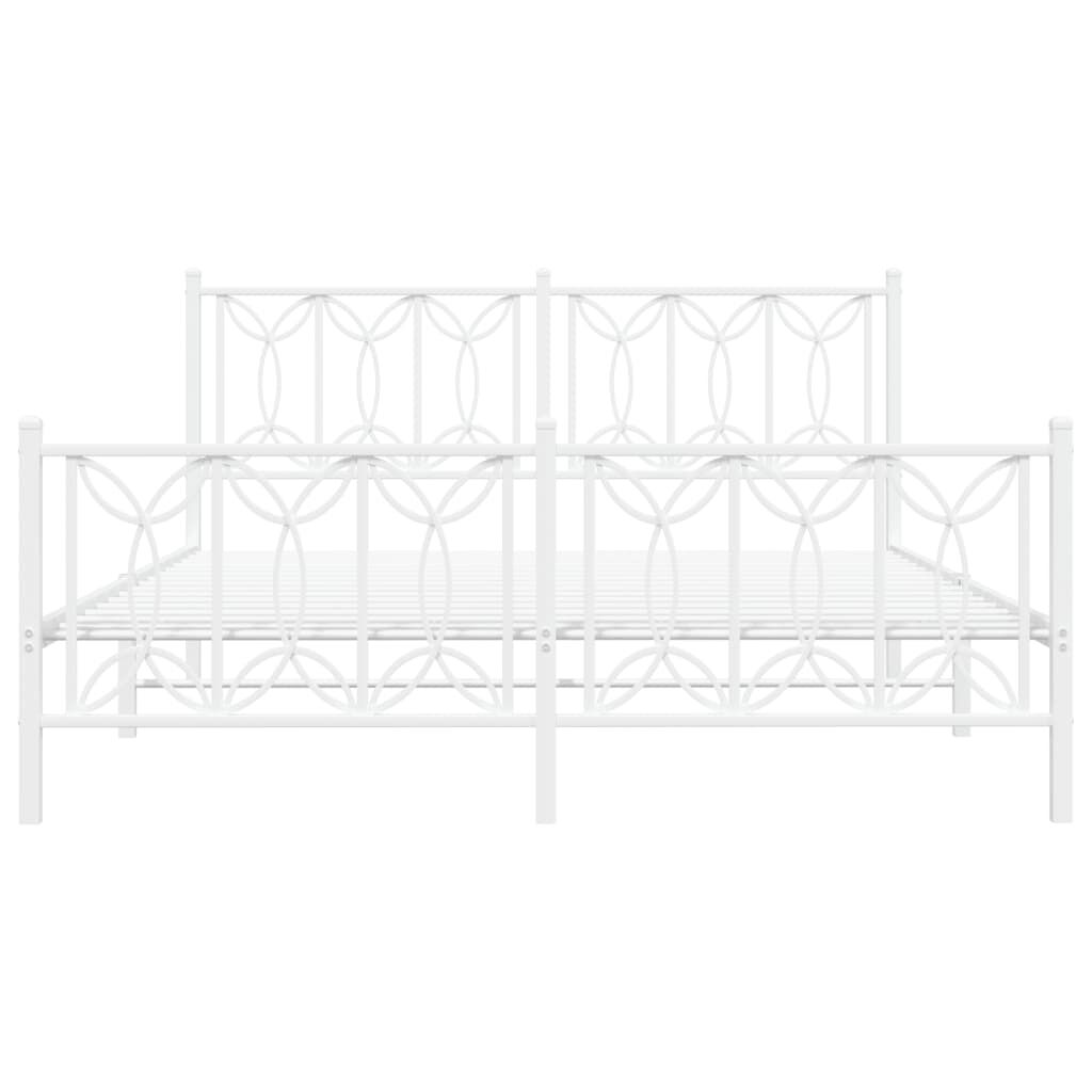 vidaXL Metal Bed Frame without Mattress with Footboard White 150x200cm