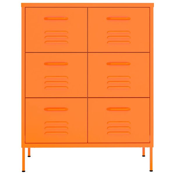 vidaXL Drawer Cabinet Orange 80x35x101.5 cm Steel