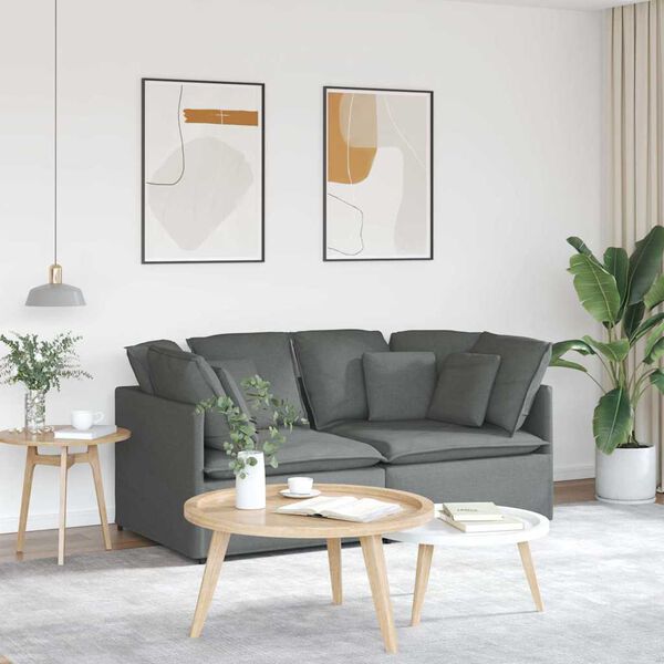 vidaXL Modular Sofa with Cushions Fabric Dark Grey