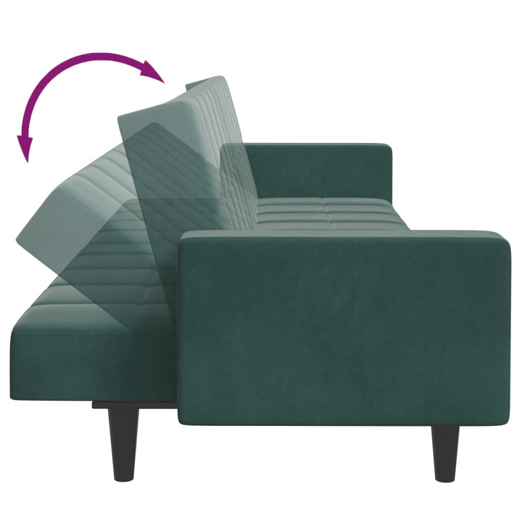 vidaXL 2-Seater Sofa Bed with Footstool Dark Green Velvet