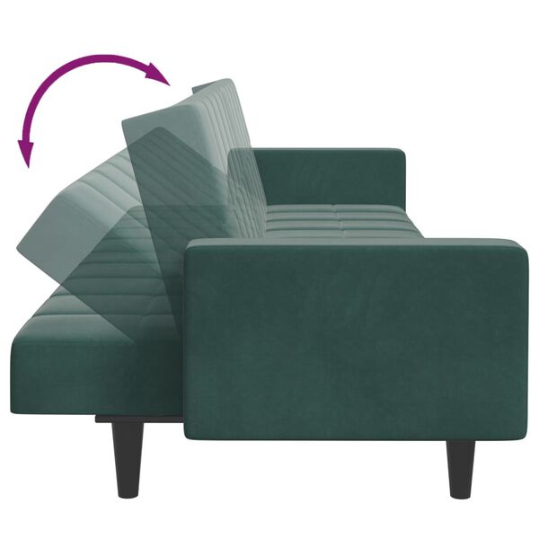 vidaXL 2-Seater Sofa Bed with Footstool Dark Green Velvet
