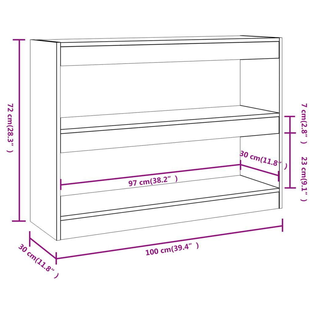 vidaXL Book Cabinet/Room Divider White 100x30x72 cm