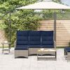 vidaXL Reclining Garden Sofa with Cushions L-shaped Grey Poly Rattan