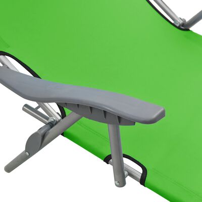 vidaXL Sun Lounger with Canopy Steel Green