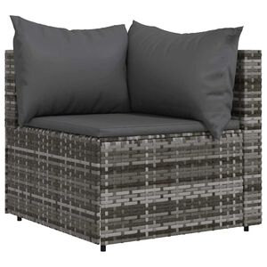 vidaXL Garden Corner Sofa with Cushions Grey Poly Rattan