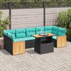 vidaXL 10 Piece Garden Sofa Set with Cushions Black Poly Rattan Acacia