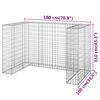 vidaXL Gabion Wall for Garbage Bins Galvanised Steel 180x100x110 cm