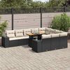 vidaXL 10 Piece Garden Sofa Set with Cushions Black Poly Rattan Acacia