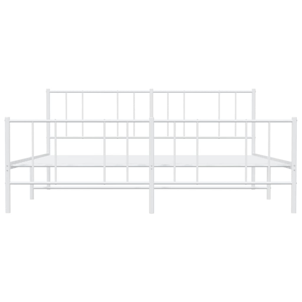 vidaXL Metal Bed Frame without Mattress with Footboard White 183x213cm