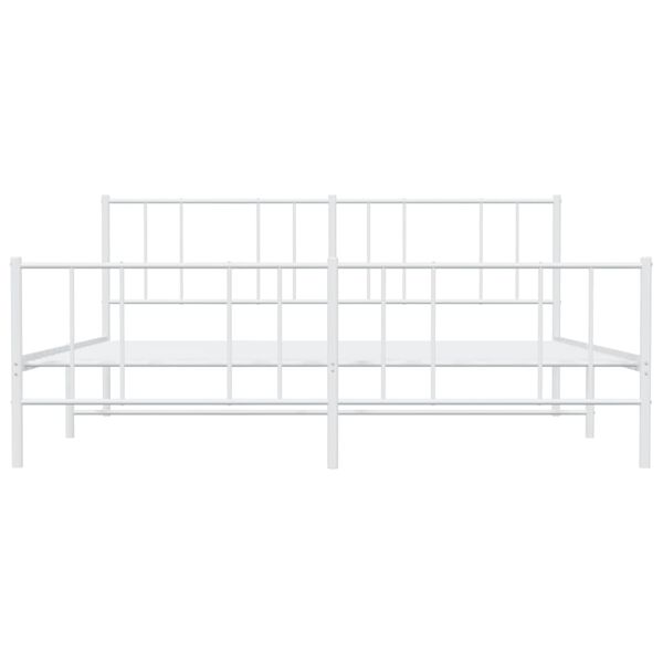vidaXL Metal Bed Frame without Mattress with Footboard White 183x213cm