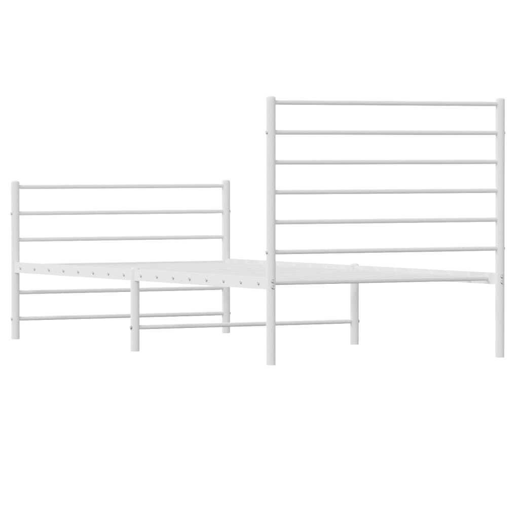 vidaXL Metal Bed Frame without Mattress with Footboard White 100x190cm