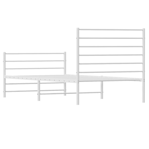 vidaXL Metal Bed Frame without Mattress with Footboard White 100x190cm