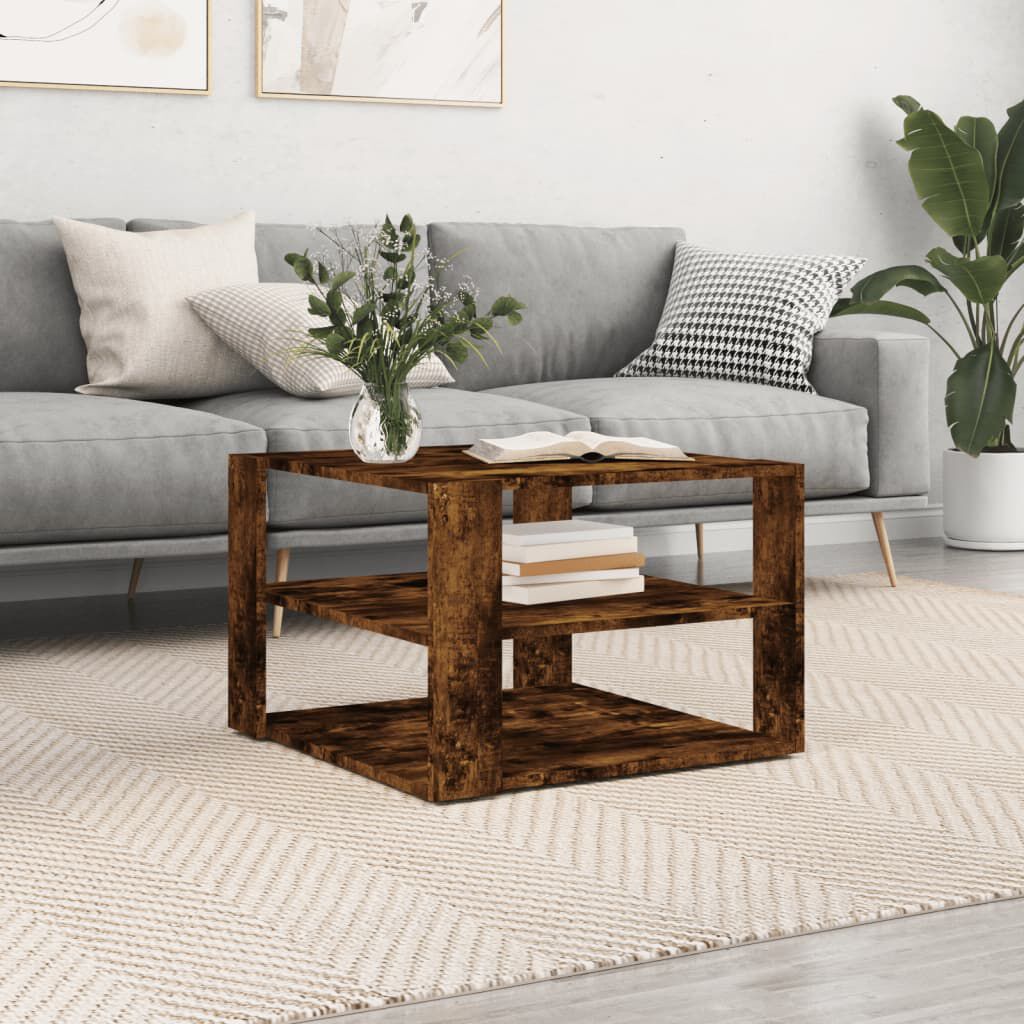 vidaXL Coffee Table Smoked Oak 59.5x59.5x40 cm Engineered Wood