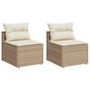 vidaXL Garden Sofas Armless with Cushions 2 pcs Beige Poly Rattan