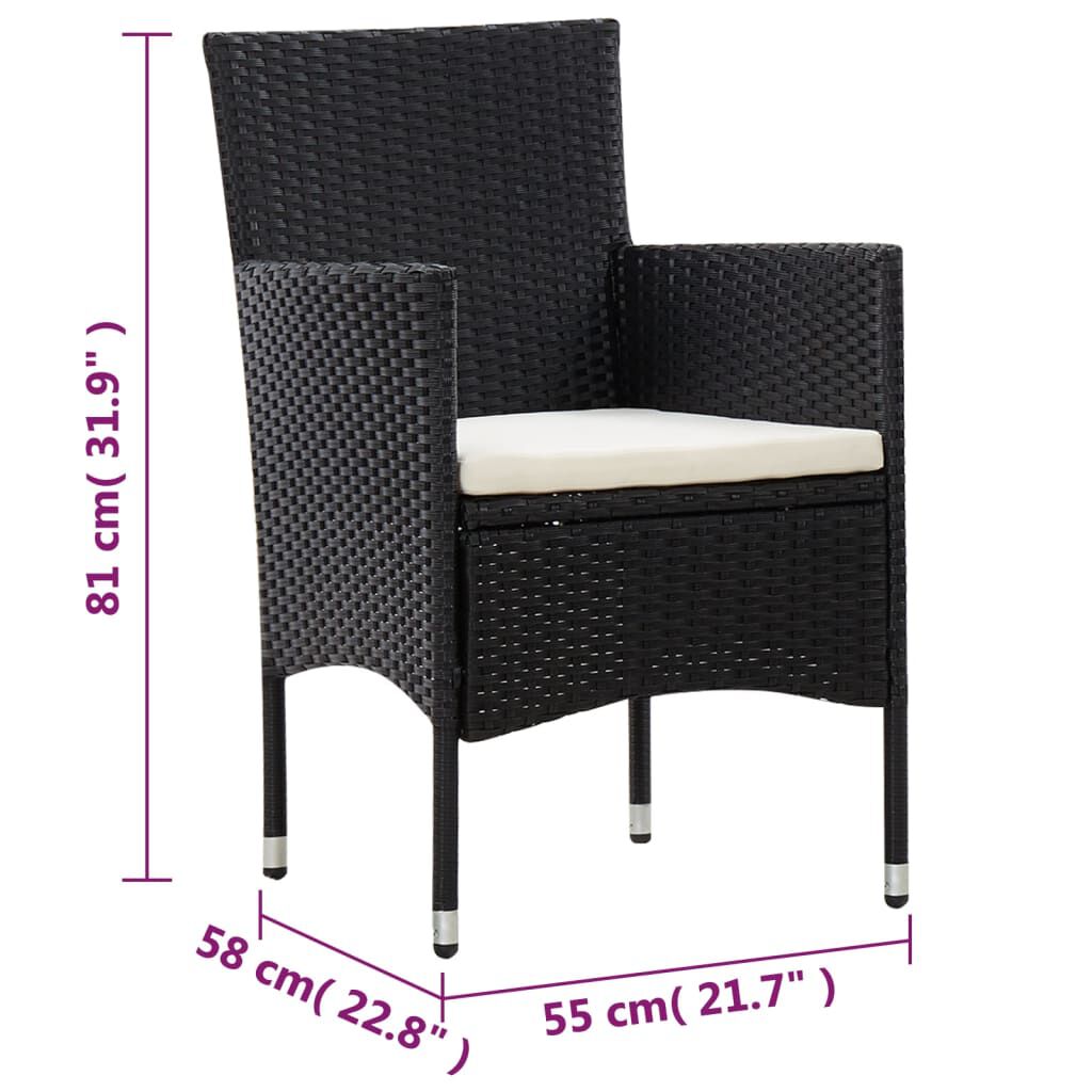 vidaXL 5 Piece Garden Lounge Set With Cushions Poly Rattan Black