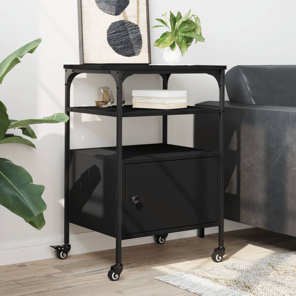 vidaXL Printer Stand 3-Tier Black 50x40x76 cm Engineered Wood