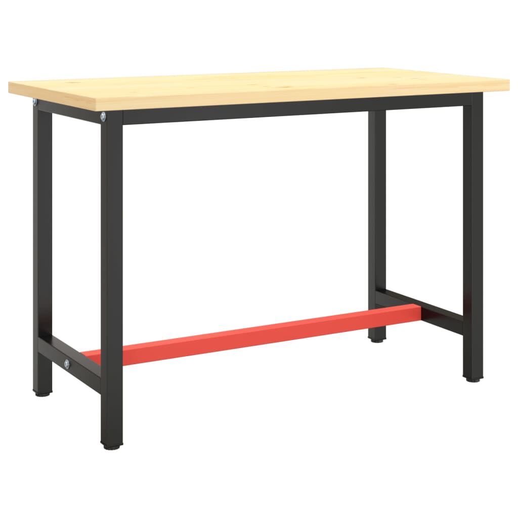 vidaXL Work Bench Frame Matte Black and Matte Red 110x50x79 cm Metal