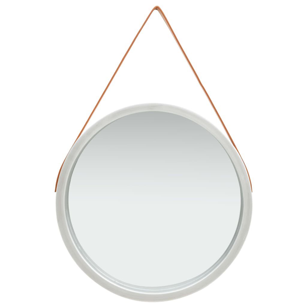vidaXL Wall Mirror with Strap 60 cm Silver