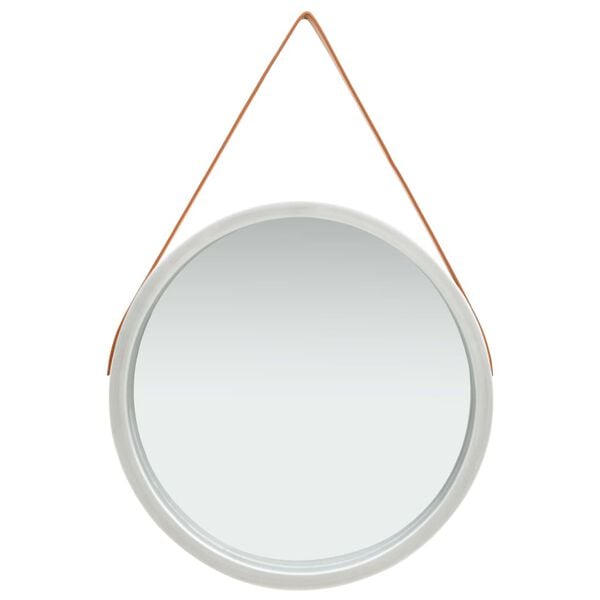 vidaXL Wall Mirror with Strap 60 cm Silver