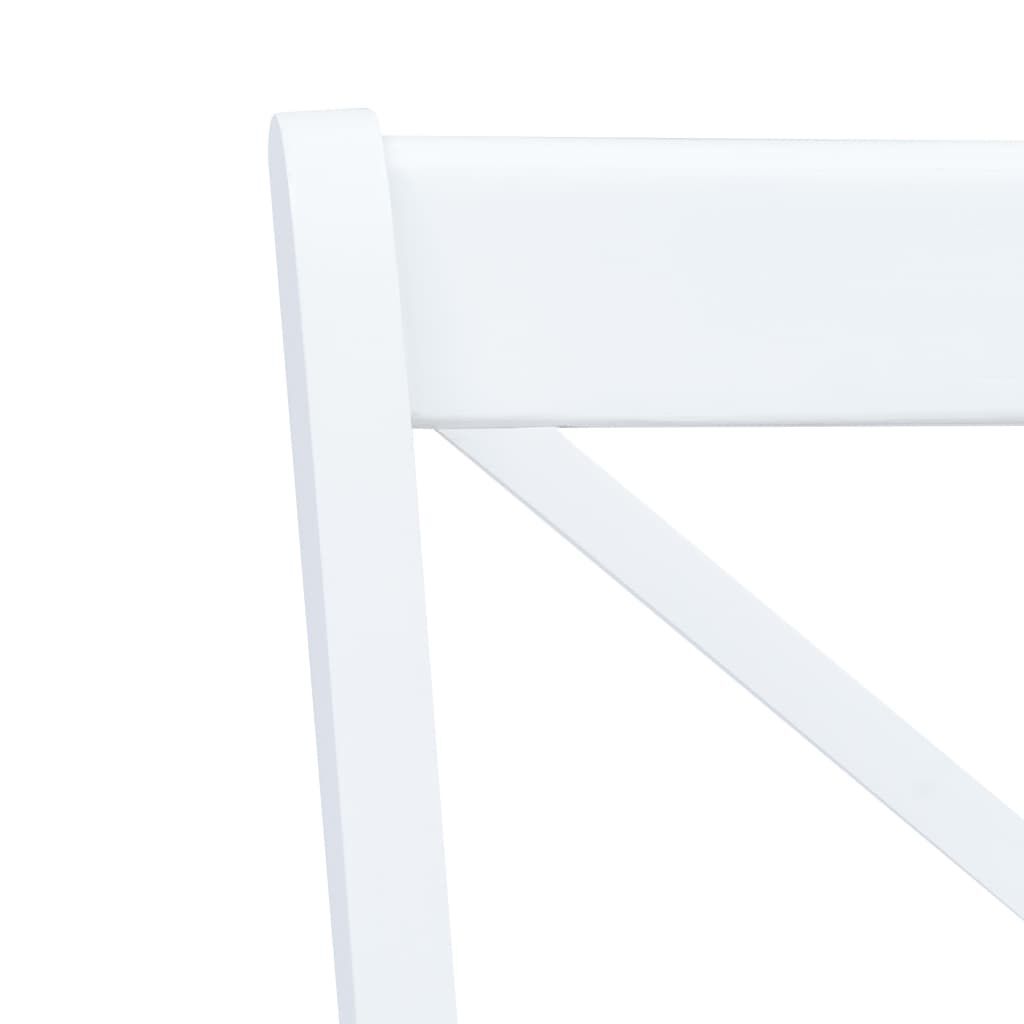 vidaXL Dining Chairs 4 pcs White and Light Wood Solid Rubber Wood