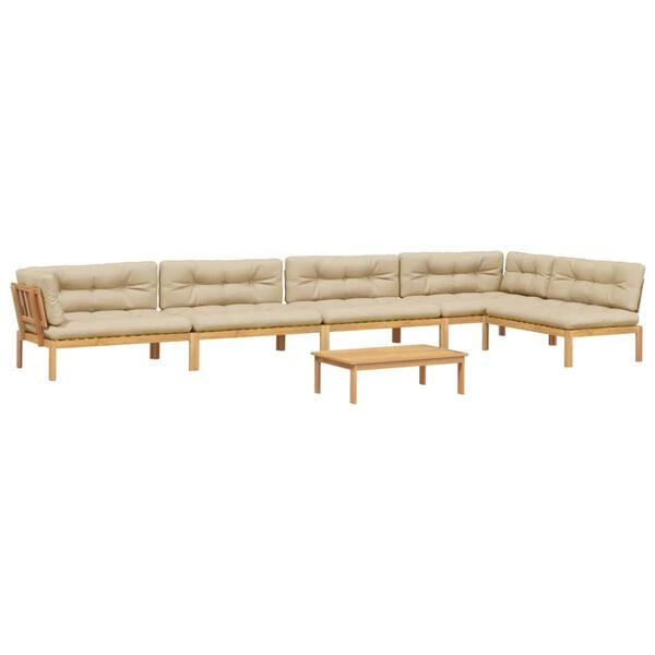 vidaXL 6 Piece Garden Pallet Sofa Set with Cushions Solid Wood Acacia