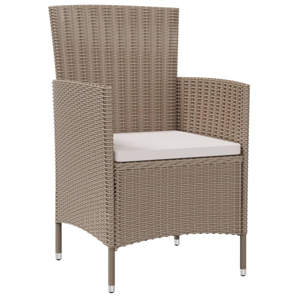 vidaXL Garden Chairs with Cushions 2 pcs Poly Rattan Beige