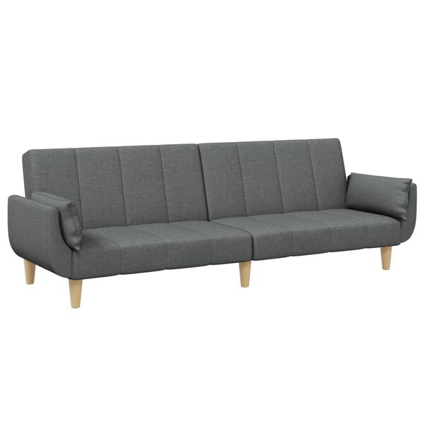 vidaXL 2-Seater Sofa Bed with Footstool Dark Grey Fabric