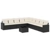 vidaXL 10 Piece Garden Sofa Set with Cushions Black Poly Rattan