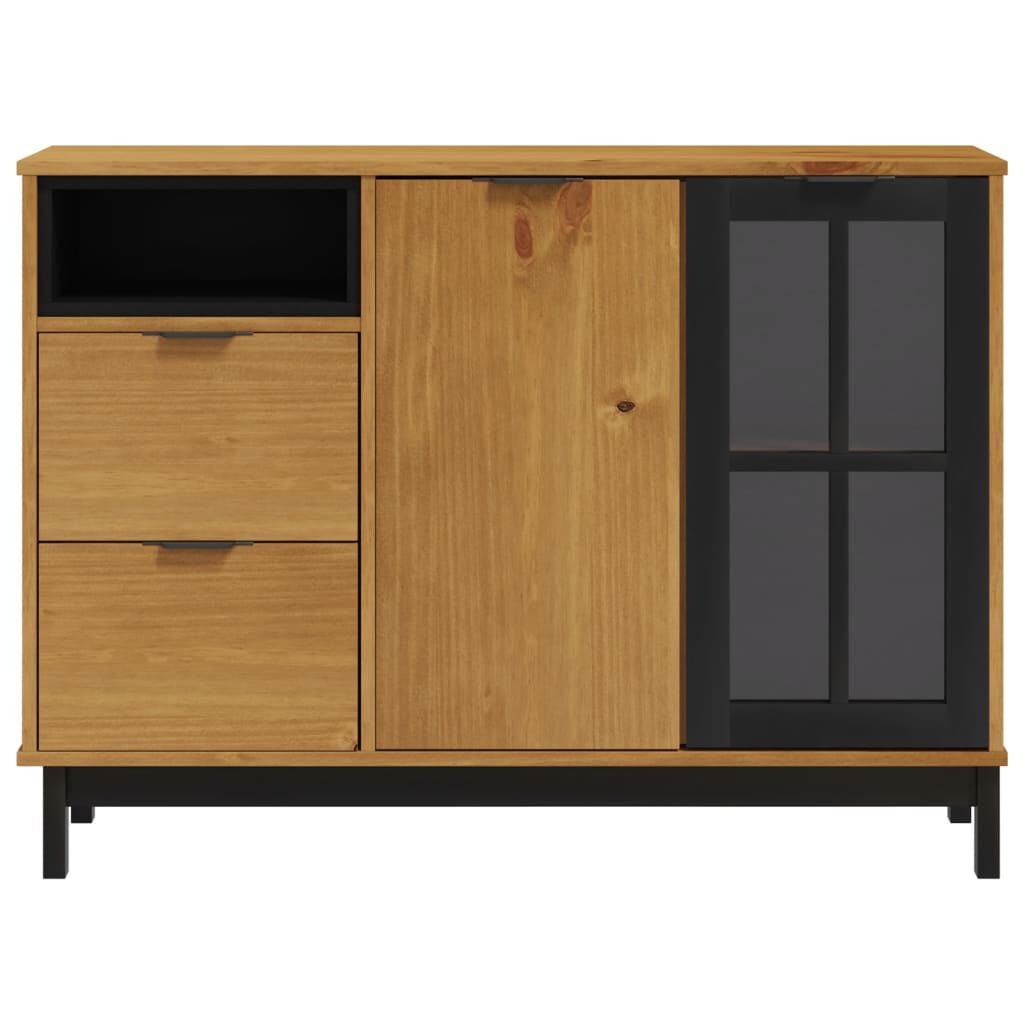 vidaXL Sideboard with Glass Door FLAM 110x40x80 cm Solid Wood Pine