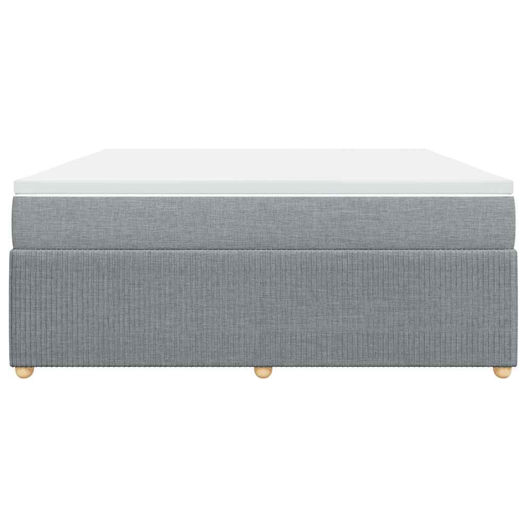 vidaXL Box Spring Bed with Mattress Light Grey King Fabric