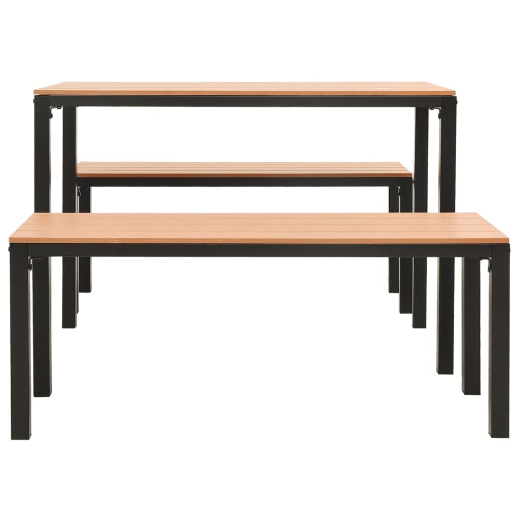 vidaXL 3 Piece Garden Dining Set Steel and WPC Brown and Black