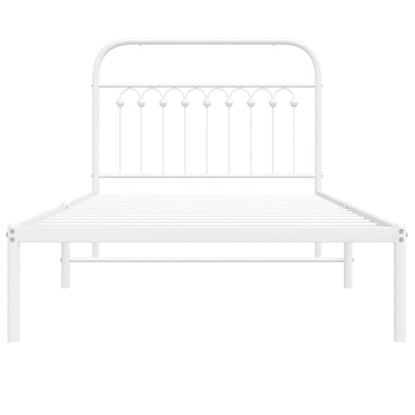 vidaXL Metal Bed Frame without Mattress with Headboard White 100x190cm