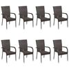 vidaXL 9 Piece Garden Dining Set Poly Rattan Brown