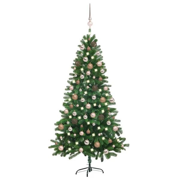 vidaXL Artificial Pre-lit Christmas Tree with Ball Set 150 cm Green
