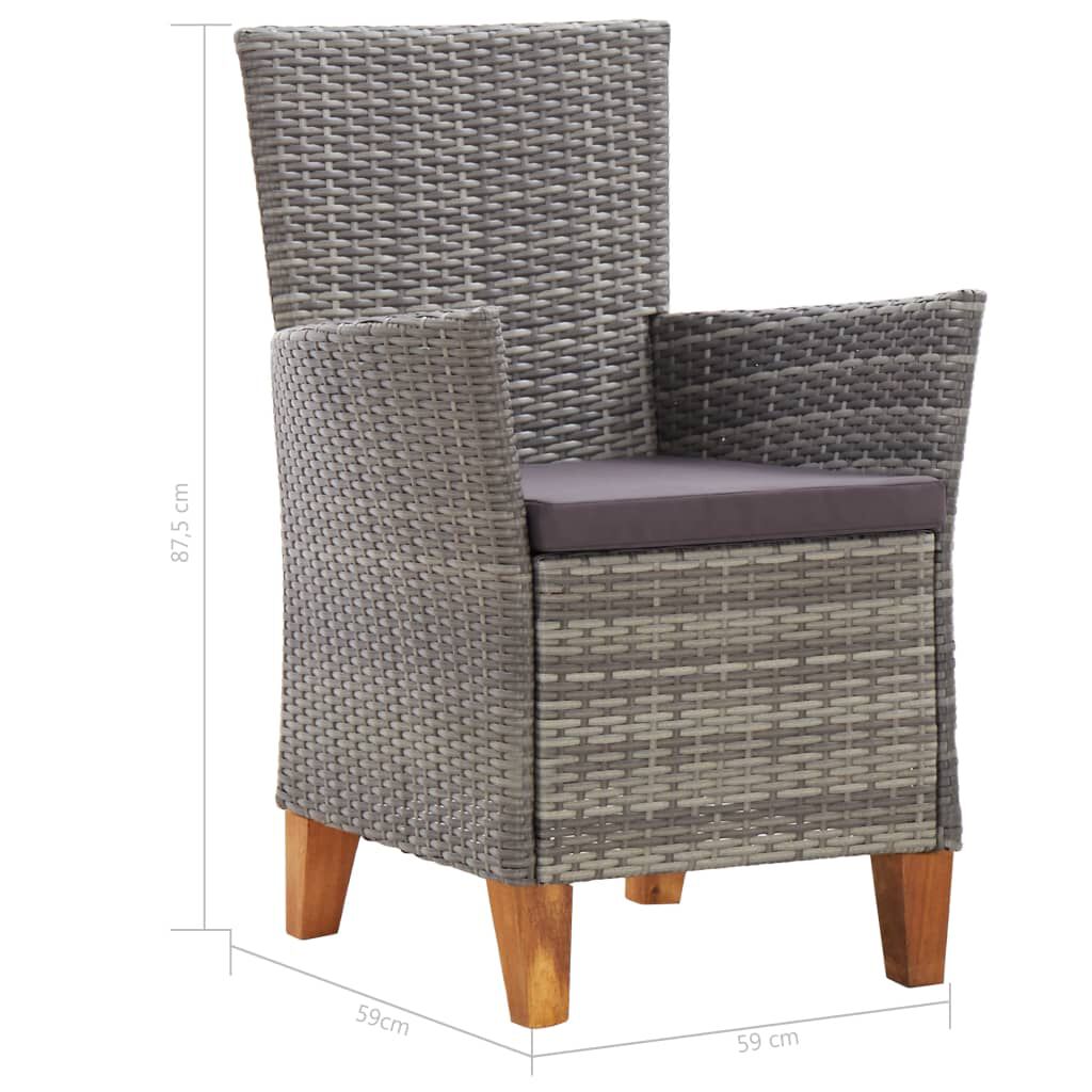 vidaXL 5 Piece Dining Set Poly Rattan and Solid Acacia Wood Grey