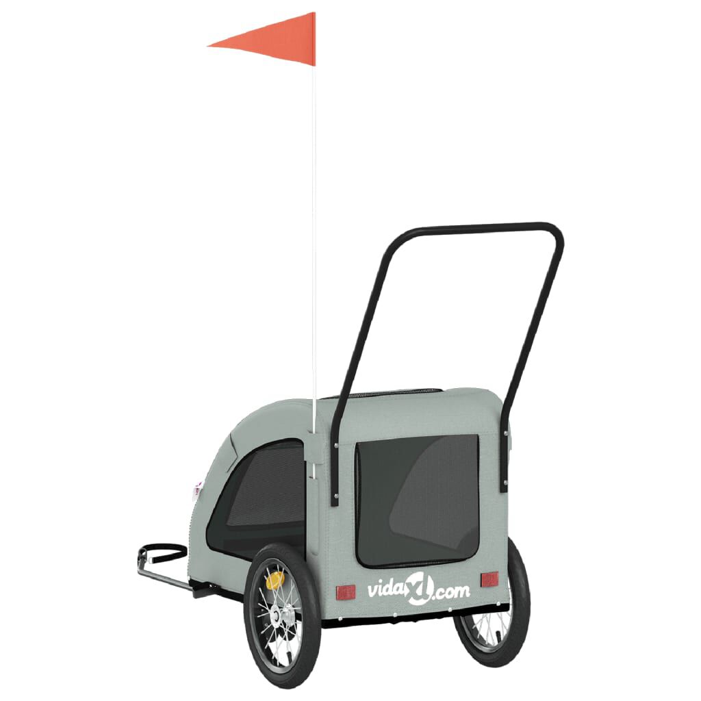 vidaXL Pet Bike Trailer Grey Oxford Fabric and Iron