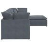 vidaXL Modular Sofa with Footstool&Cushions Velvet Dark Grey