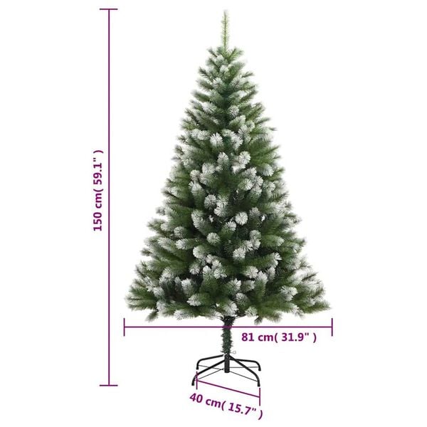 vidaXL Artificial Hinged Christmas Tree 150 LEDs & Ball Set 150 cm