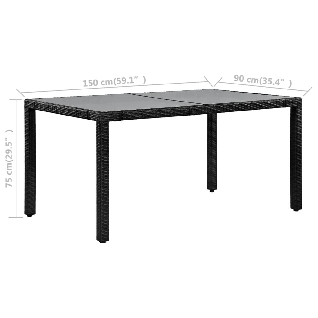 vidaXL 7 Piece Outdoor Dining Set Poly Rattan Black
