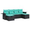 vidaXL 6 Piece Garden Sofa Set with Cushions Black Poly Rattan