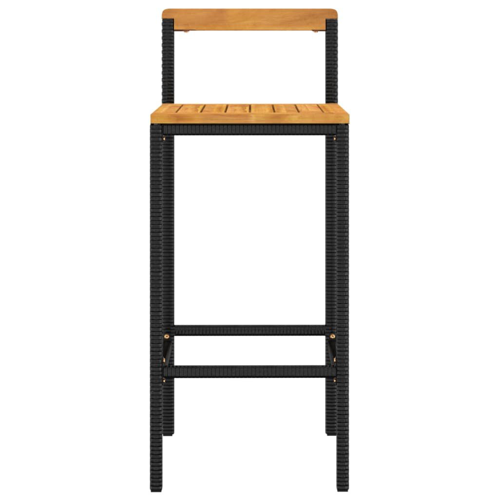 vidaXL Bar Stools 2 pcs Black Poly Rattan and Solid Wood Acacia