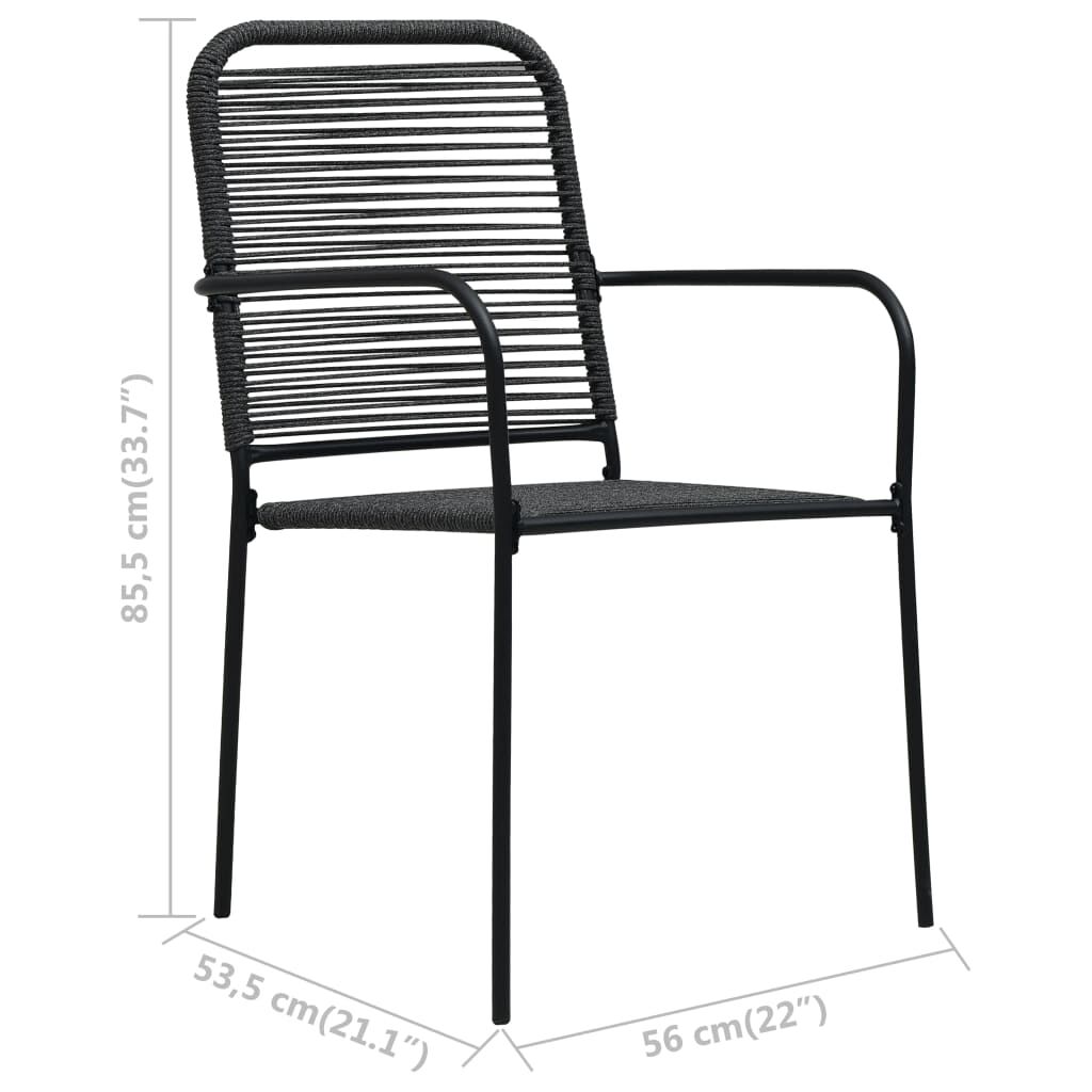 vidaXL Garden Chairs 2 pcs Cotton Rope and Steel Black