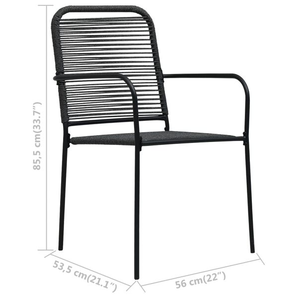 vidaXL Garden Chairs 2 pcs Cotton Rope and Steel Black