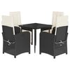 vidaXL 5 Piece Garden Dining Set with Cushions Black Poly Rattan